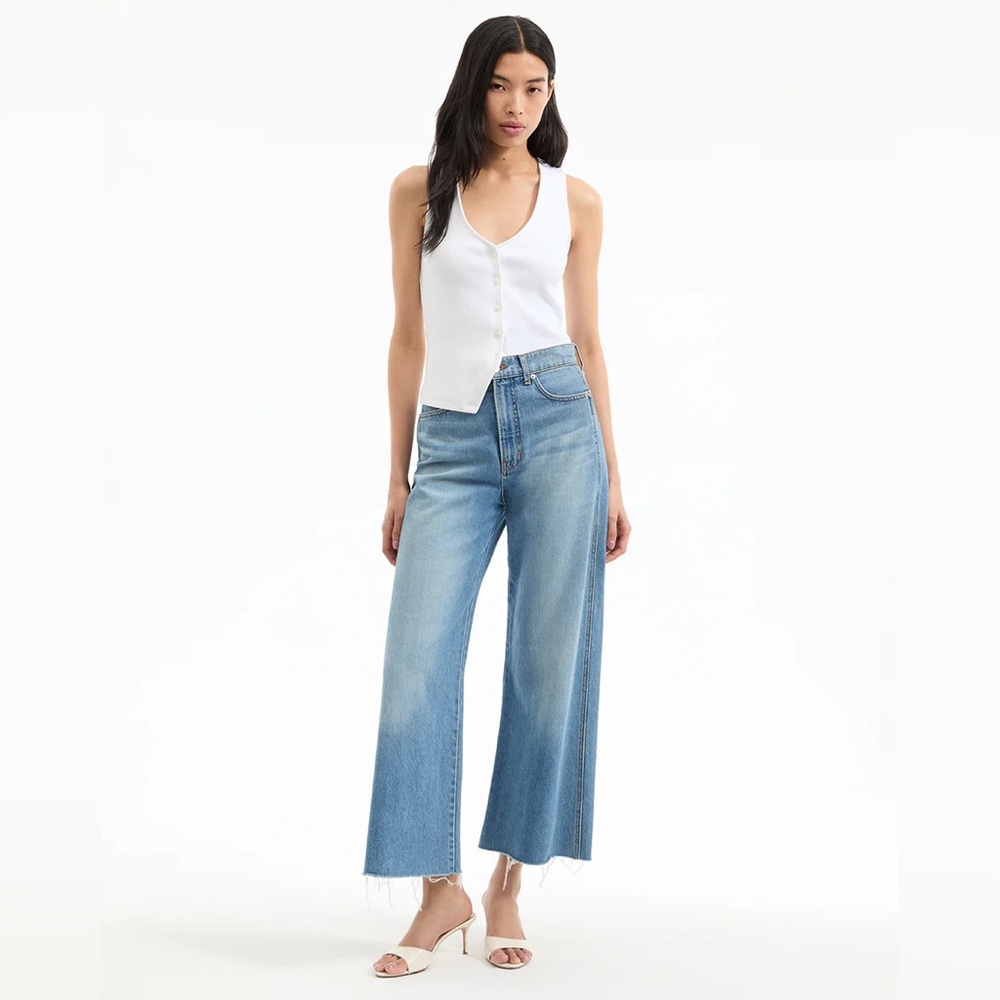 NWT Veronica Beard Taylor Cropped Wide-Leg Jean Size 28 in “Enough Said”